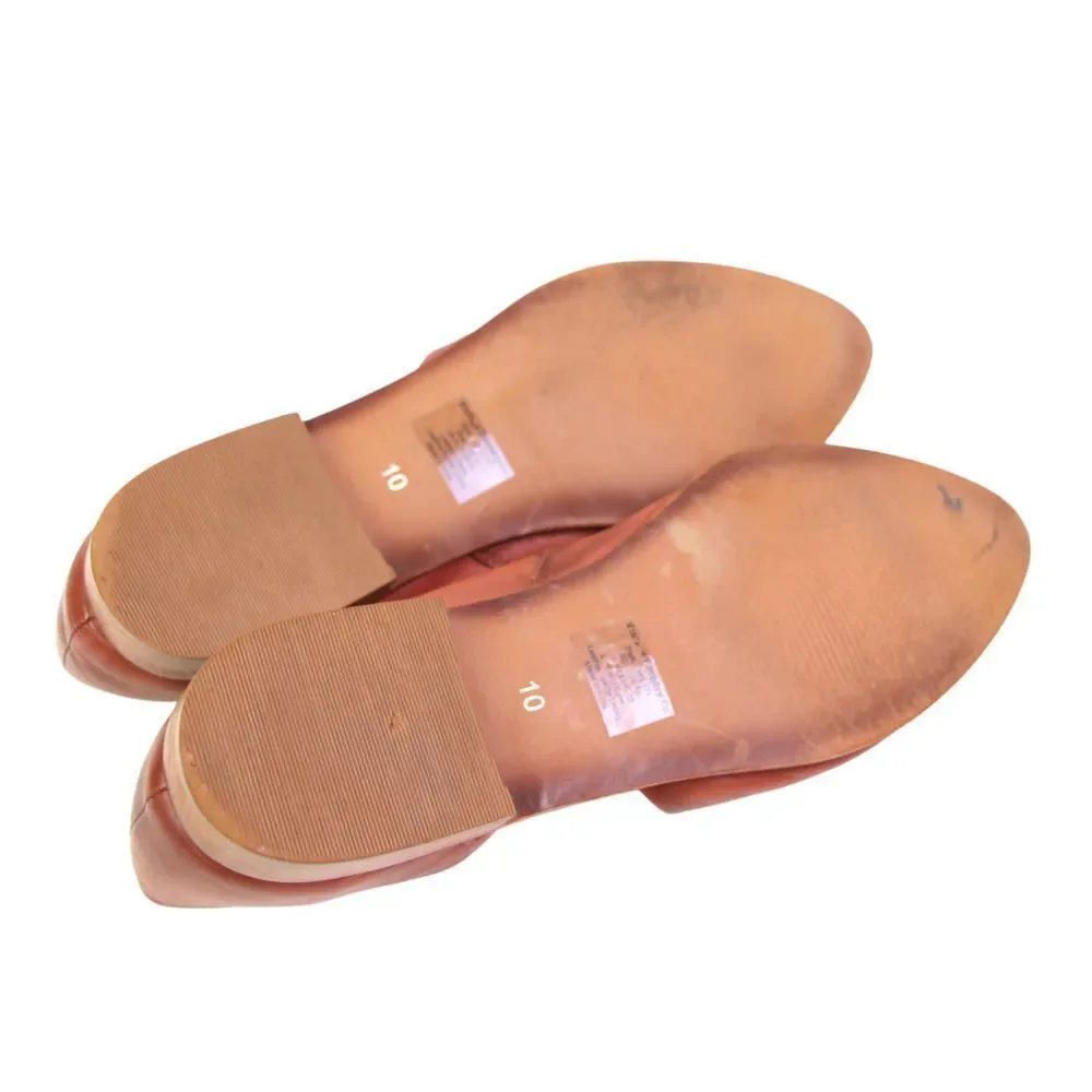Vintage Foundry Co BROWN GENUINE LEATHER FLAT POINTED SLIP ON BALLET SHOES Sz 10 - Picture 8 of 9